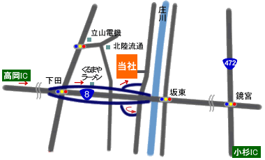 本社工場 周辺道路図